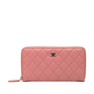CHANEL Pink Lambskin Leather Wallet